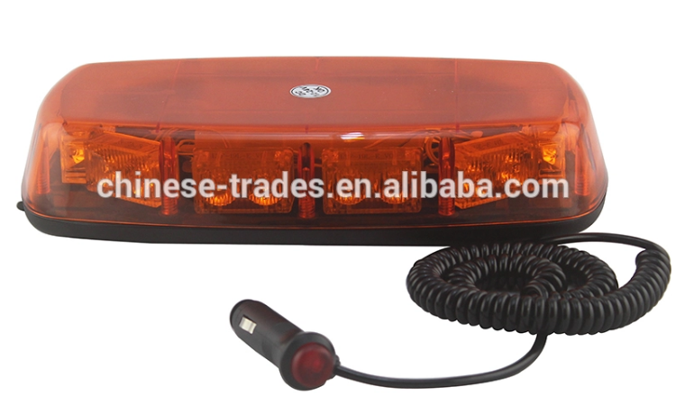 Amber LED strobe light bar installed on a vehicle roof
