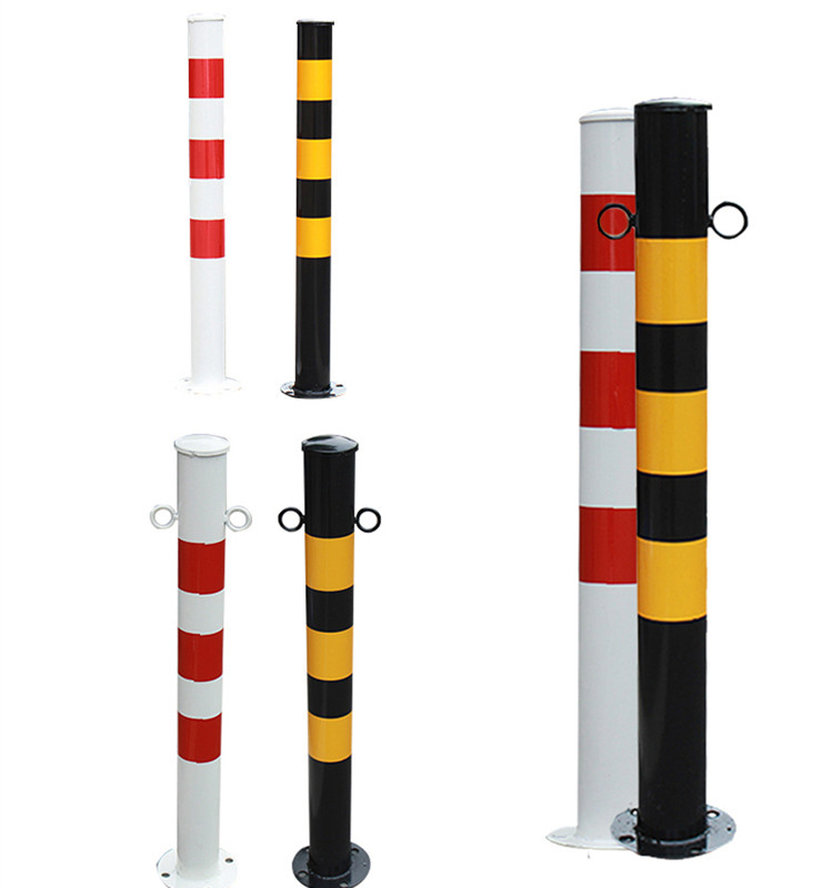 Steel Traffic Bollard with High-Visibility Bands
