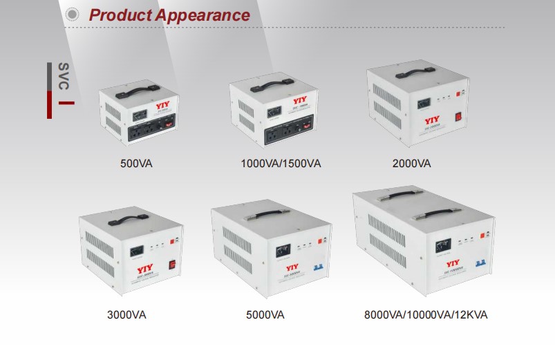 Diverse range of SVC single-phase voltage stabilizer models