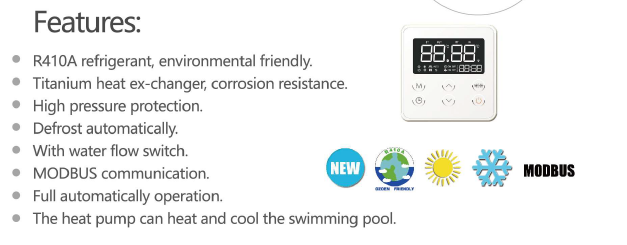 List of technical features for the heat pump