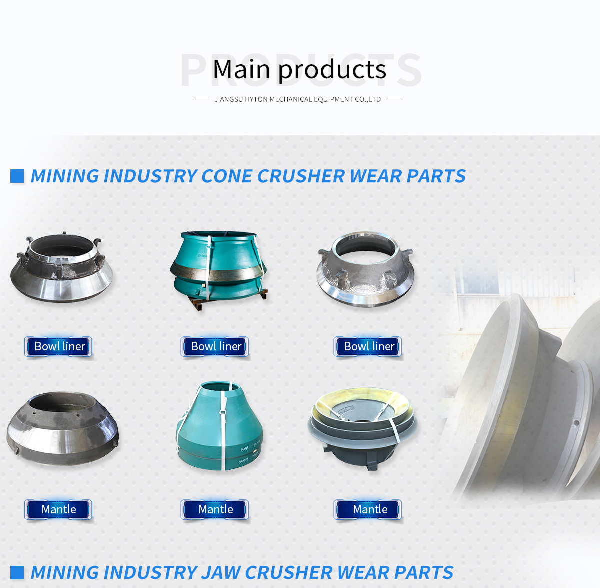 Bowl liner and mantle set for cone crushers