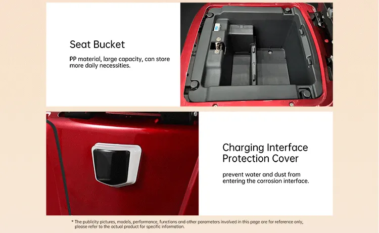 Large capacity seat bucket and charging port