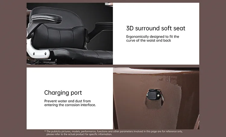 Ergonomic 3D seat design and charging port details