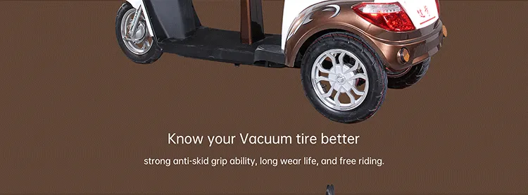 Close up of vacuum tire and wheel assembly