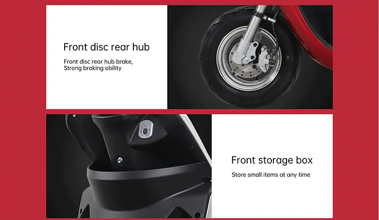 Close-up of brake system and storage features