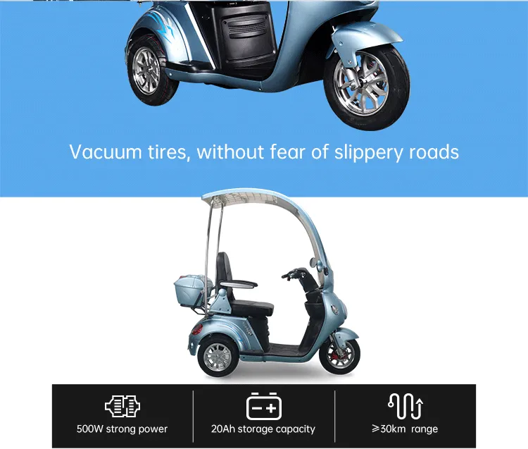 Close up of the vacuum tires and power features
