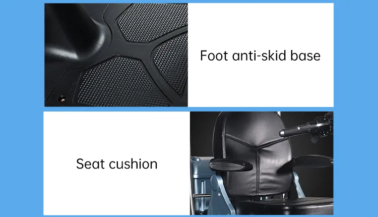 Detail view of the anti-skid foot base and comfortable seat