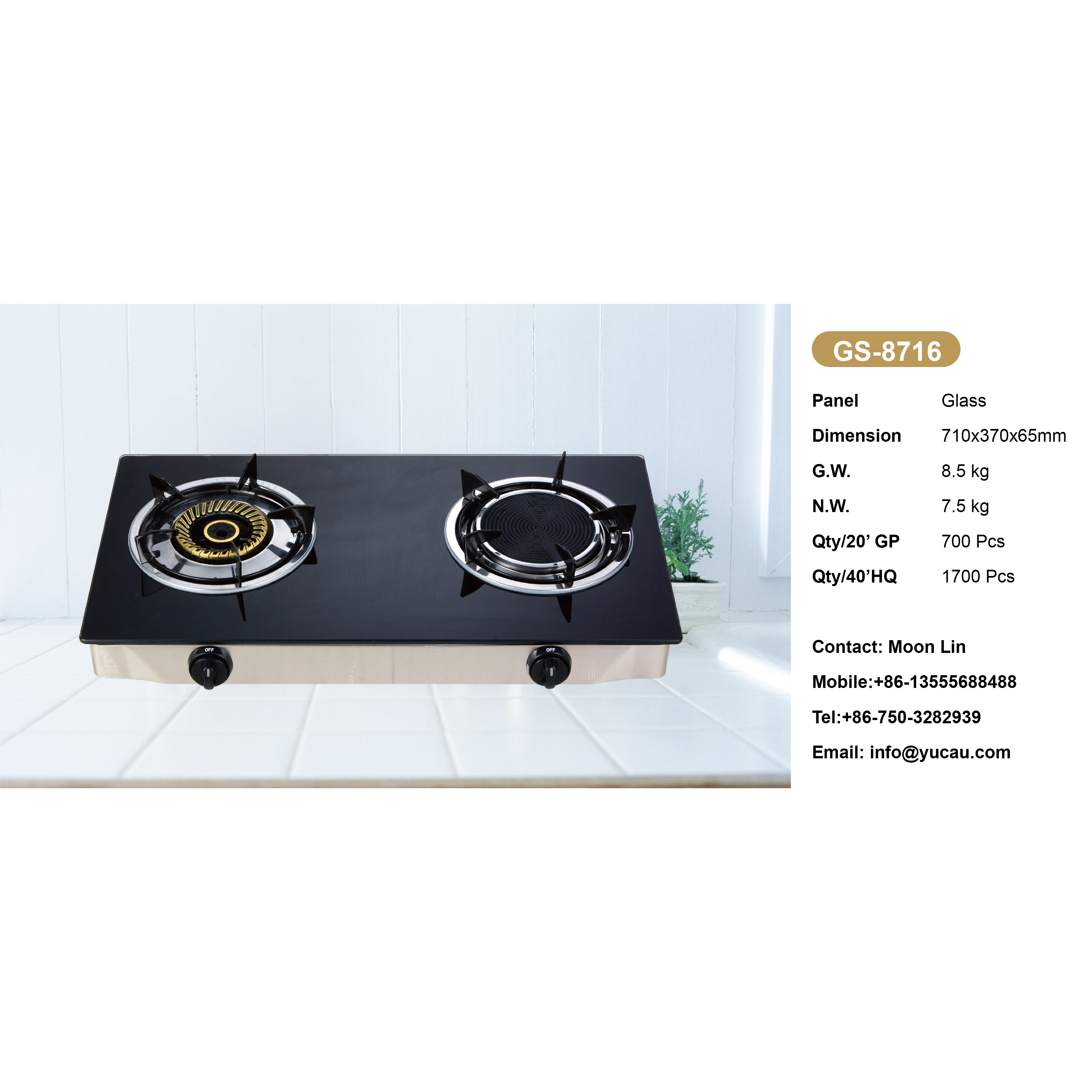 Two-Burner Glass Top Gas Stove