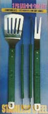 Stainless Steel BBQ Tool Set with Green Handles