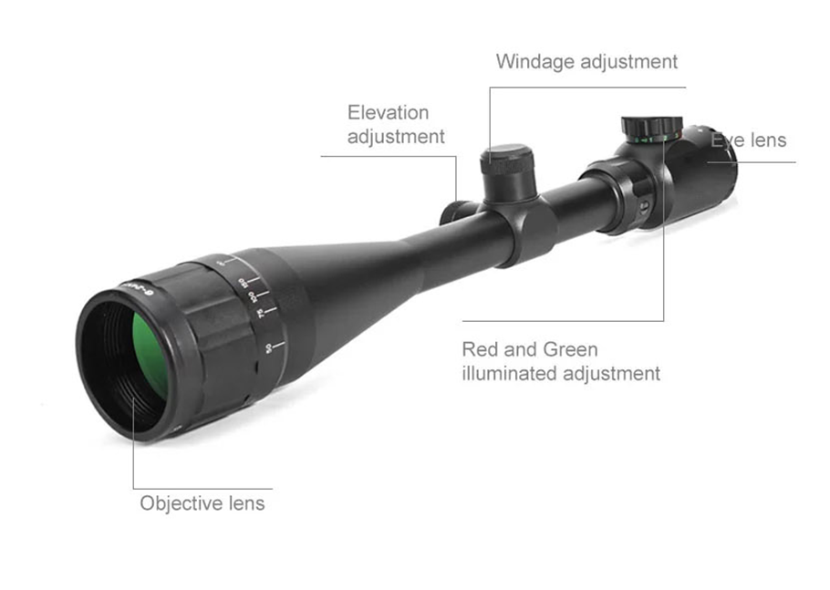 Tactical 6-24x50 AOE Red & Green Illuminated Dot Rifle Scope - Image 2