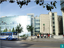 Modern Library Building with Glass and Concrete Structure