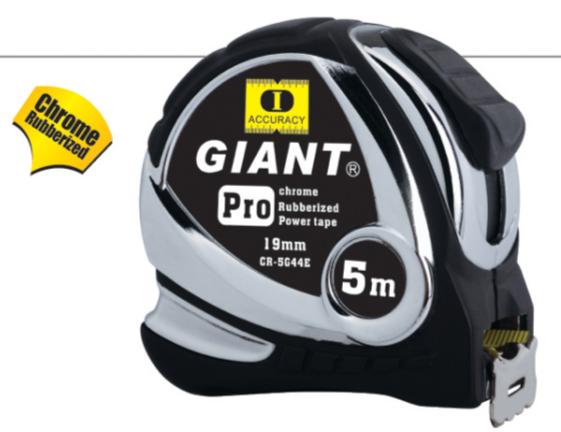 Chrome Rubberized Tape Measure, 5m