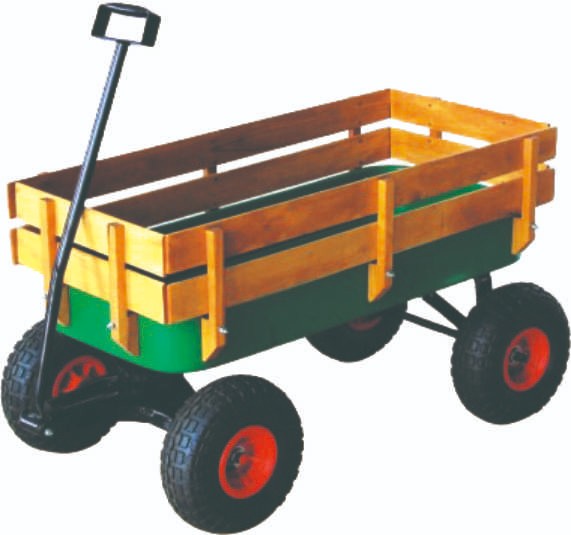 Children's Steel Wagon with Wooden Stake Sides