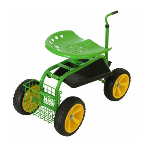 Rolling Garden Work Seat with Basket and Tool Tray
