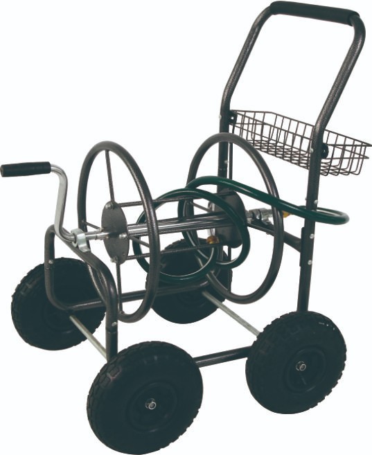 Mobile Garden Hose Reel Cart with Basket