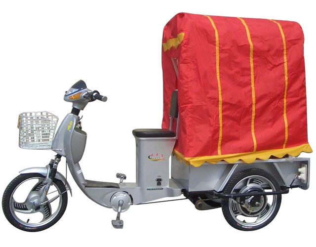 Electric Cargo Tricycle with Covered Bed