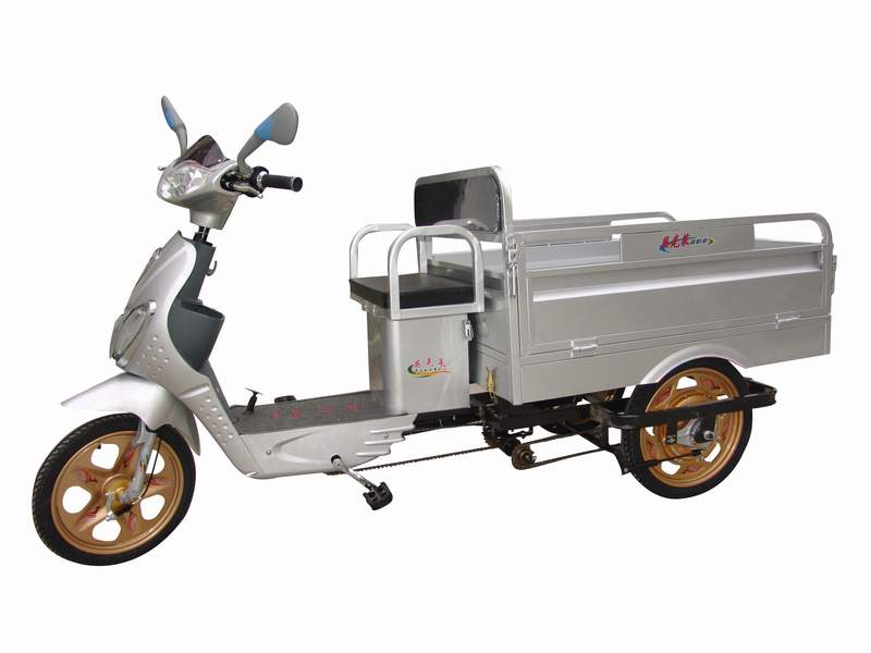 Electric Cargo Tricycle with Rear Cargo Bed
