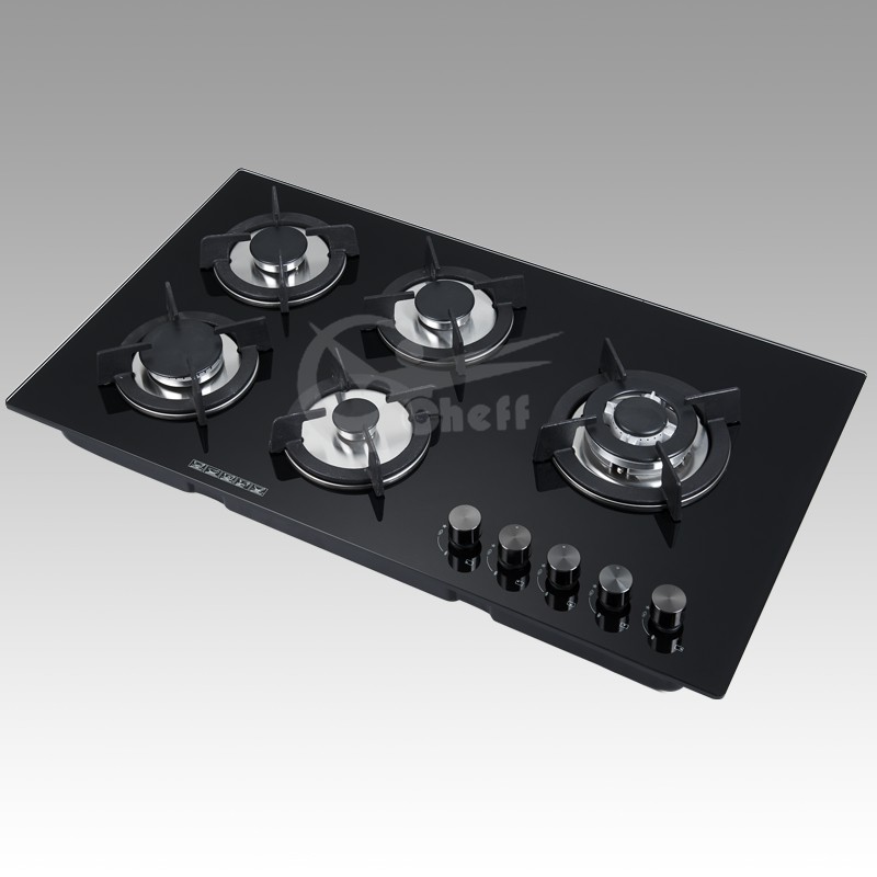 Tempered glass panel built in Sabaf 5 burners LPG gas hob - Image 2