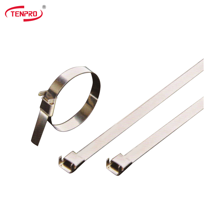 Close up of stainless steel cable tie