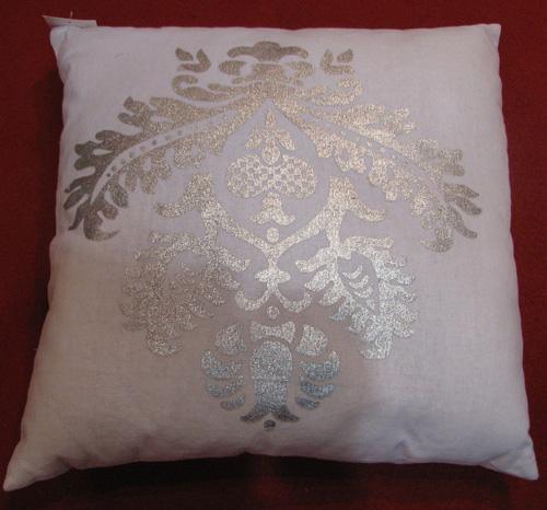 Silver Damask Decorative Pillow