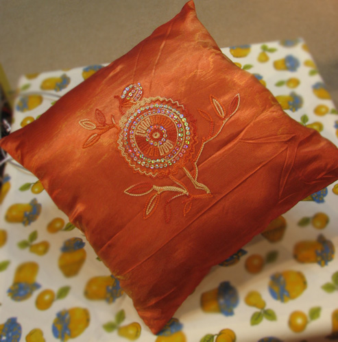 Floral Embroidered Decorative Pillow