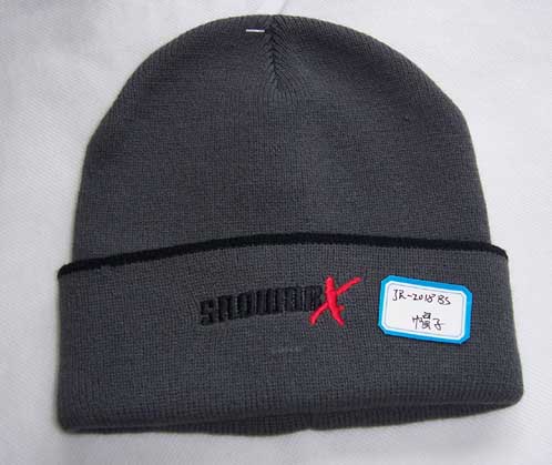 Knitted Beanie Hat with Embroidered Design