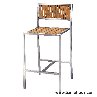 Stainless Steel Bar Stool with Wooden Seat