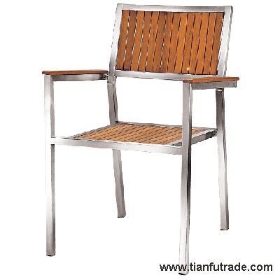 Stainless Steel and Wood Accent Armchair