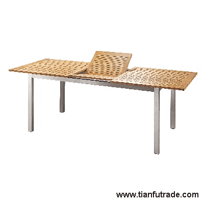 Extendable Outdoor Dining Table with Perforated Wood Top