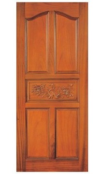 Traditional Style Wooden Door with Carved Floral Panel