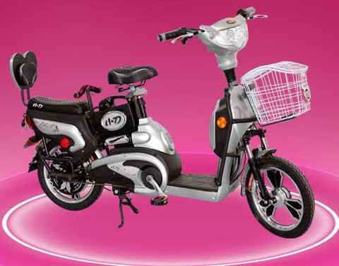 Step-Through Electric Bicycle with Basket and Backrest