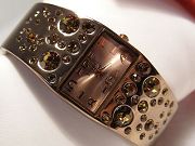 Women's Gold-Tone Crystal Cuff Bracelet Watch