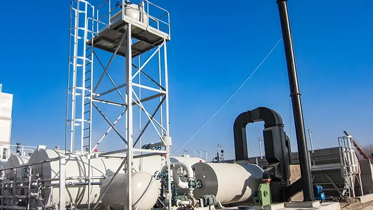 Industrial thermal oil boiler system with cylindrical tank design