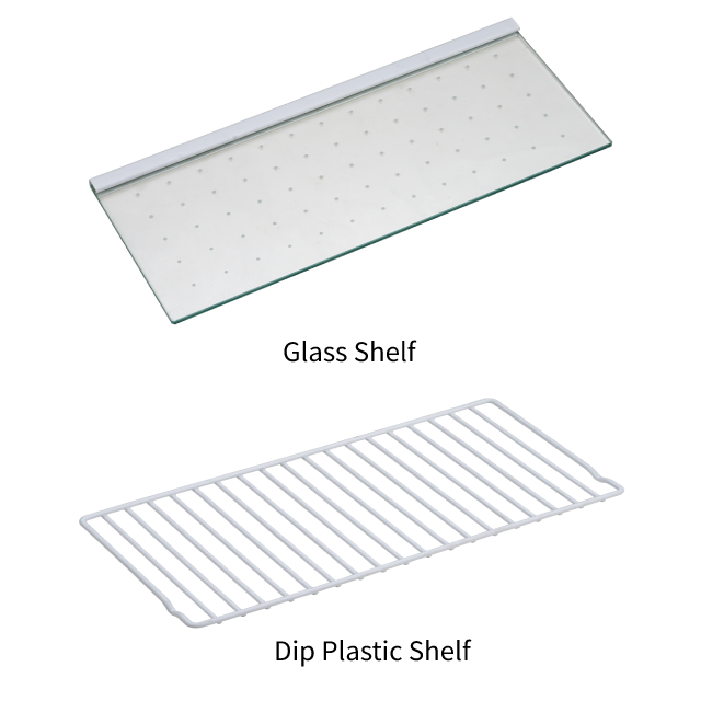 Comparison of glass and wire shelving types