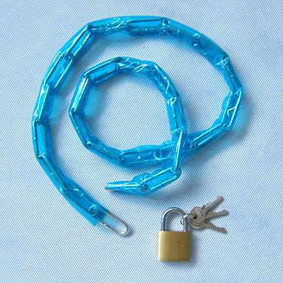 Brass Padlock with Blue Chain