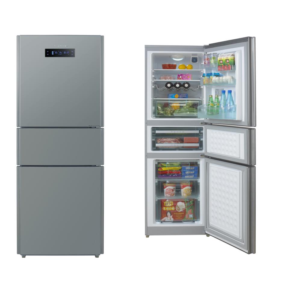 Three-Door Refrigerator with LED Display