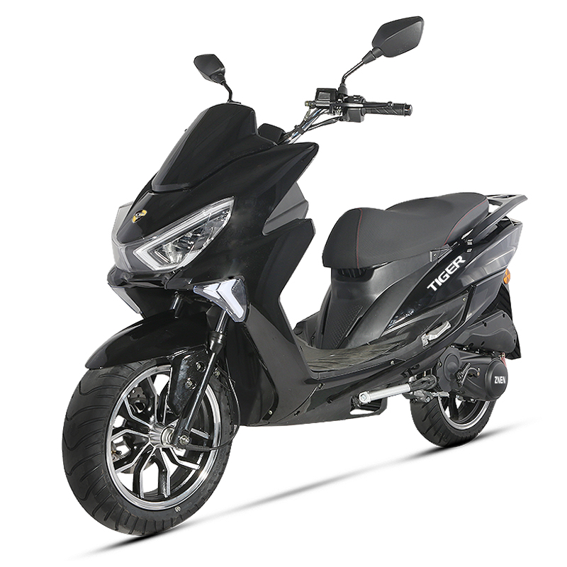 Front left 45-degree view of the sporty scooter