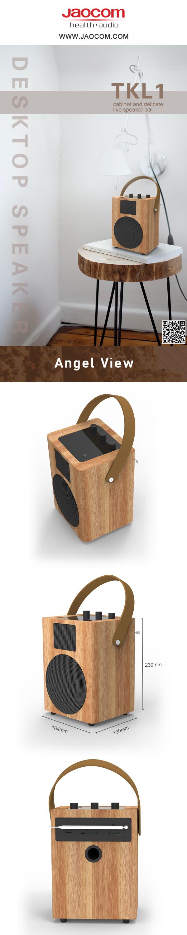 Desktop view of the portable speaker showcasing dimensions and interface