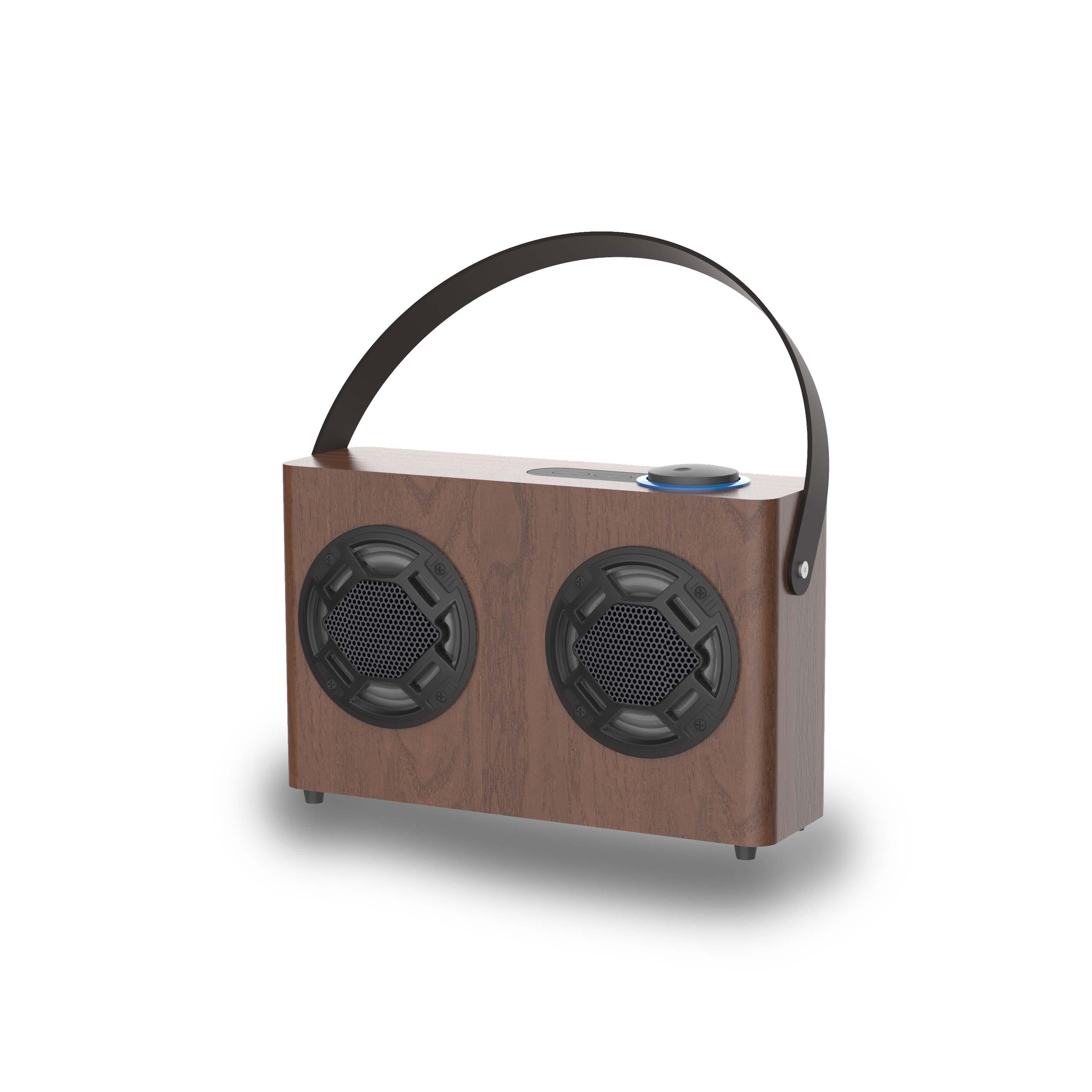 Portable Bluetooth Loudspeaker with Wooden Enclosure