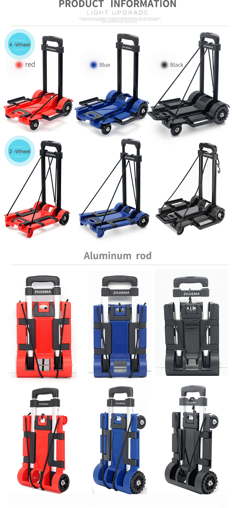 Versatile foldable trolley cart in various colors