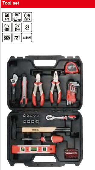 60-Piece 1/4" Drive Tool Set with Level