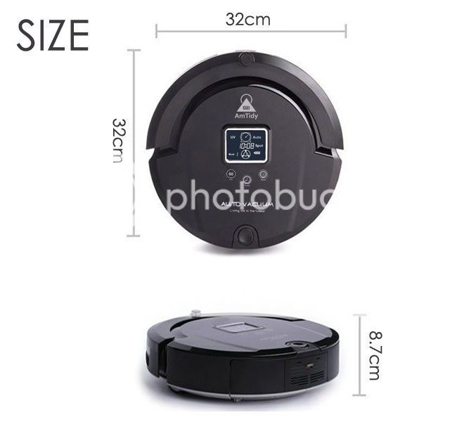 Top view of robotic vacuum cleaner showing dimensions