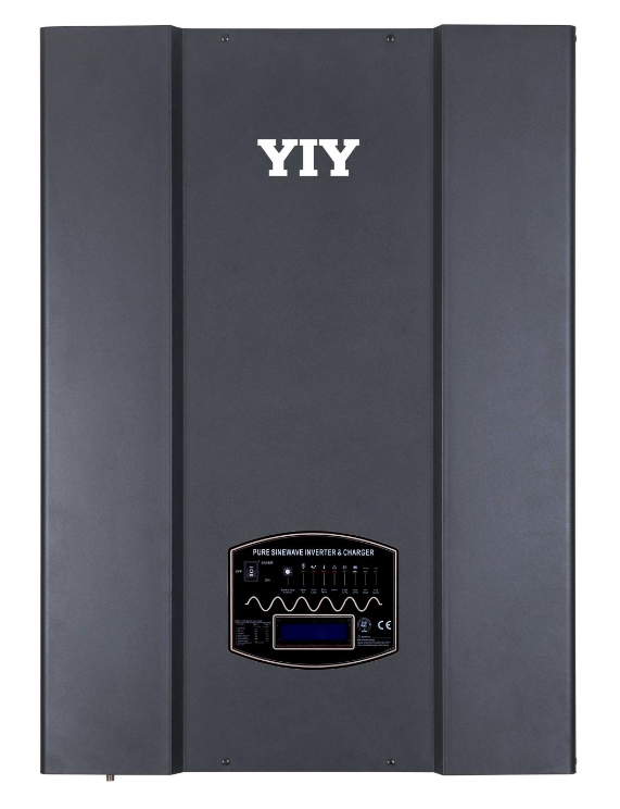 Front panel view of the three-phase inverter showing display and status indicators