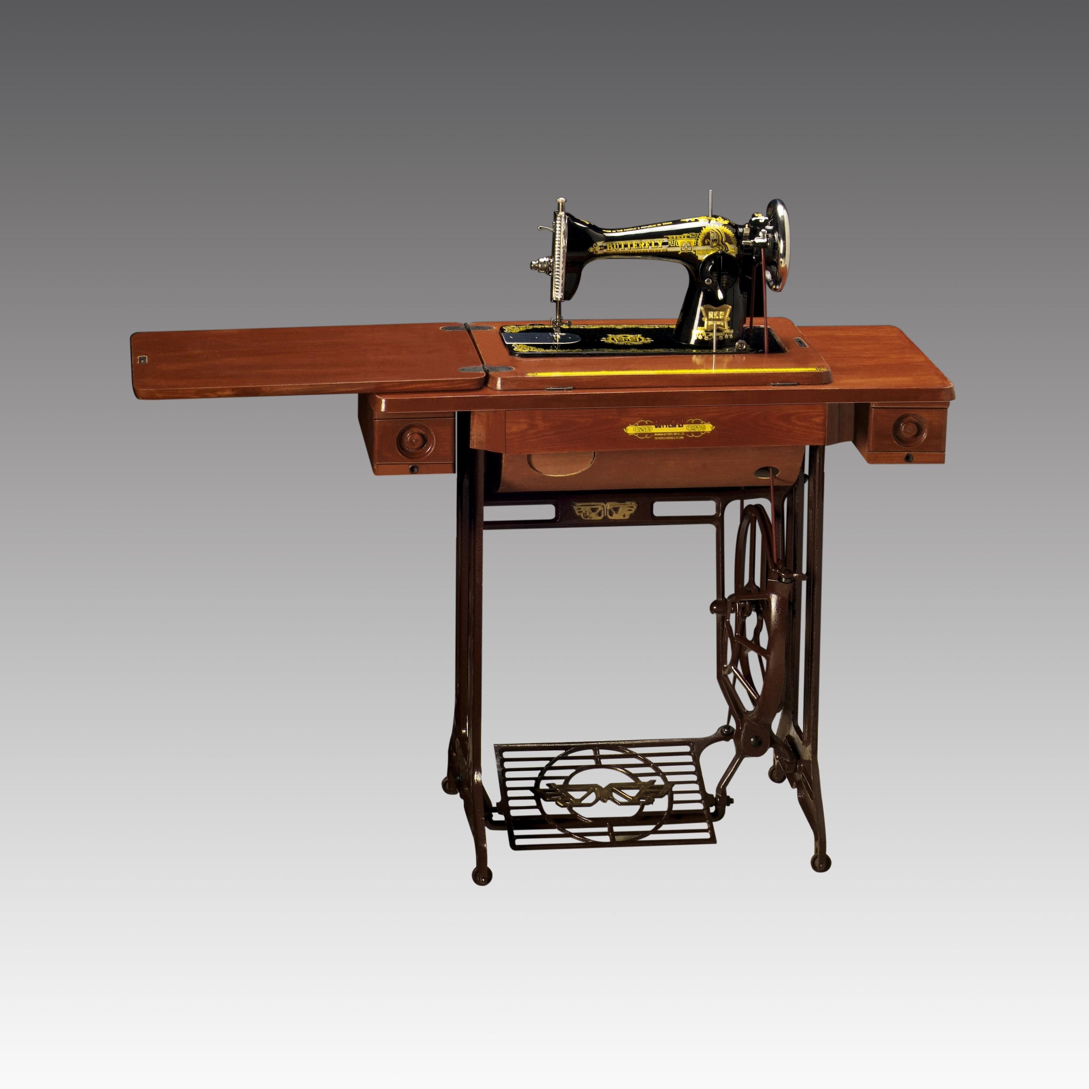 Antique Hand-Crank Sewing Machine with Table
