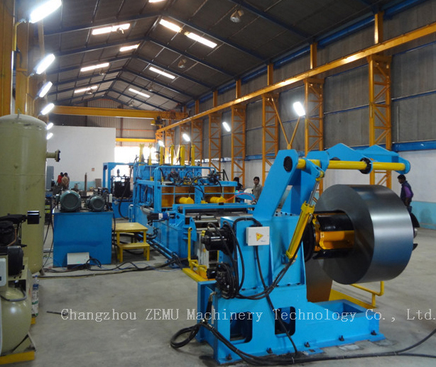 Full view of the automated transformer fin production line