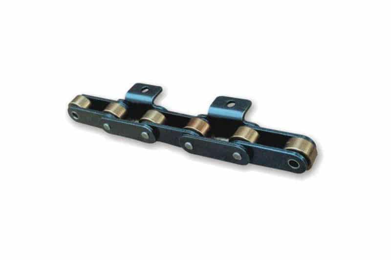 High-strength roller chain links with attachment plates