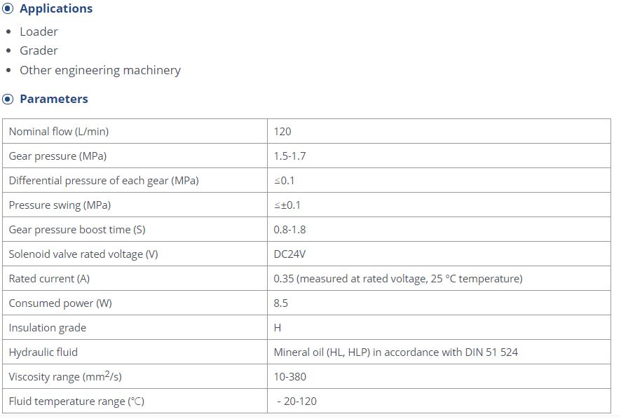 Transmission valve body datasheet and specifications