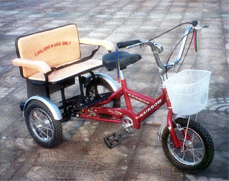 Child's Red Tricycle with Basket and Rear Seat