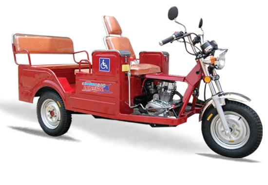 Accessible Motorized Tricycle with Cargo and Headrest