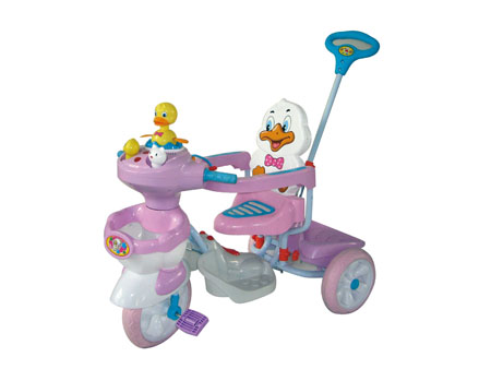 Children's Pink and White Duck-Themed Tricycle